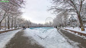 نمای استخر و چرخ و فلک پارک ملت